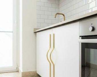 Handmade Solid Brass Arch Cabinet Pull - Modern Drawer Handle
