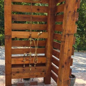 Outdoor Duschsystem, Handgefertigtes Messing & Kupfer Duschkopf-Set mit Handaufsatz
