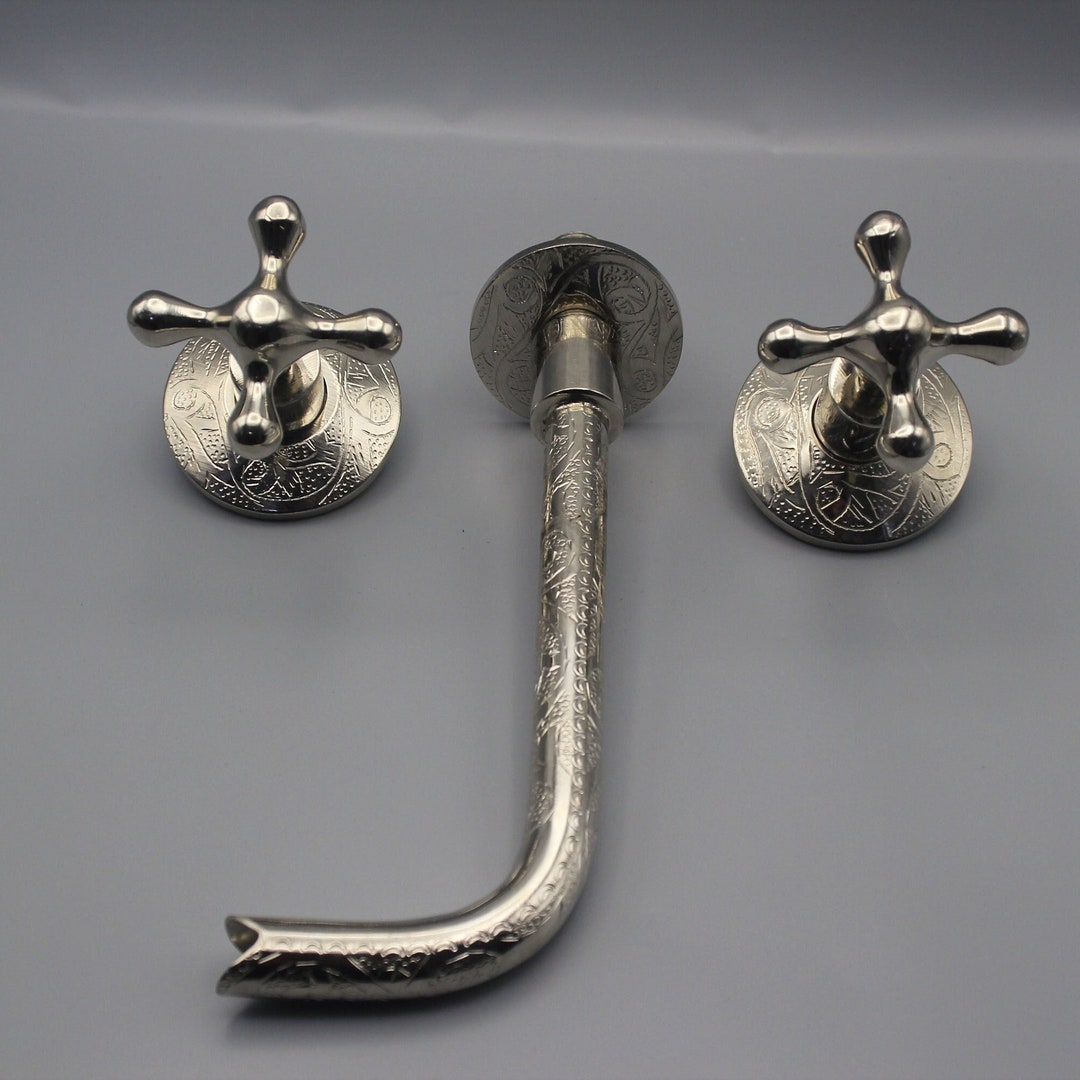 Silver Engraved Vintage Wall Mounted Bathroom Faucet,embrace the Charm of Vintage Style Faucet ...