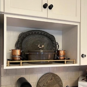 Brushed Satin Brass Gallery Rail | Kitchen Fiddle Tipping Shelf Rail Solid Brass for US style.