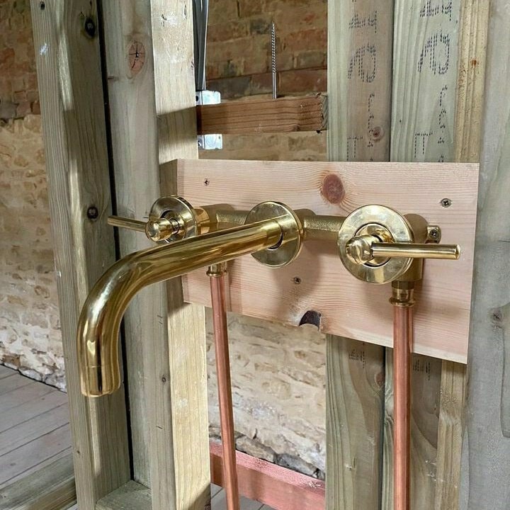 Unlacquered Solid Brass Wall Mountfaucet , Bathroom Faucet , Powder ...