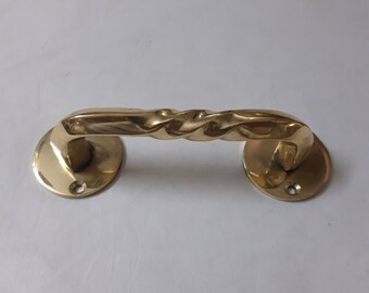 Handcrafted antique brass cabinet pulls, unlacquered brass handles for kitchen cabinets and doors.