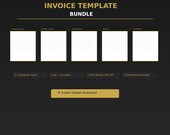 Invoice Template Printable | Freelancer Business Receipt Credit Note | A4 US Letter PDF | Black Gold Professional