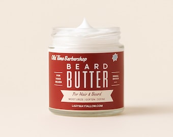 Old Time Barbershop Beard Butter & Balm for Men | Beef Tallow Beard Conditioner and Body Butter | 9 oz Men's Grooming Gift