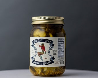 Sweet Bread & Butter Pickle Slices, 16oz, Premium Quality Goods by The Lady May