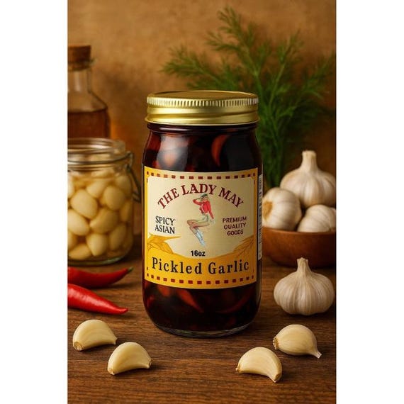 Southern Spicy Asian Pickled Garlic |16oz Jar| Small Batch, All natural