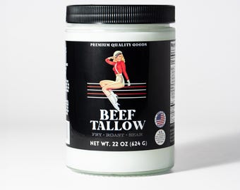Beef Tallow for Cooking 22 oz | Rendered Tallow Cooking Fat | Seed Oil Free High Smoke Point | Keto Carnivore Paleo Whole30