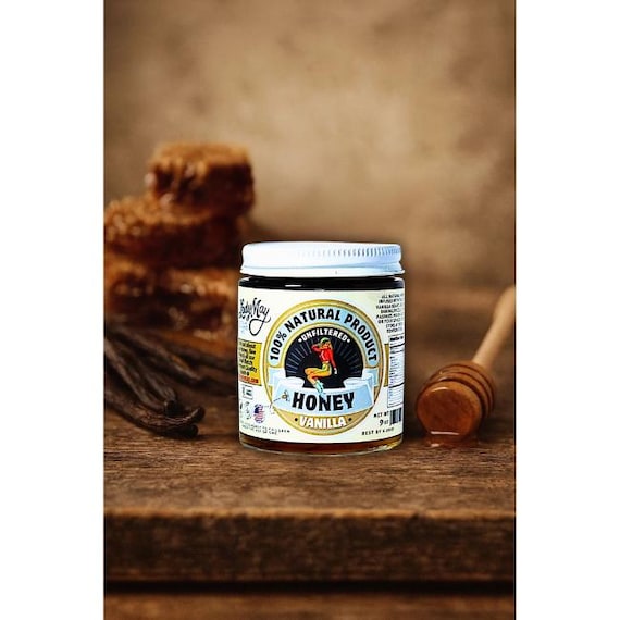 Vanilla Infused Raw Unfiltered Honey - 9oz - Small Batch Honey