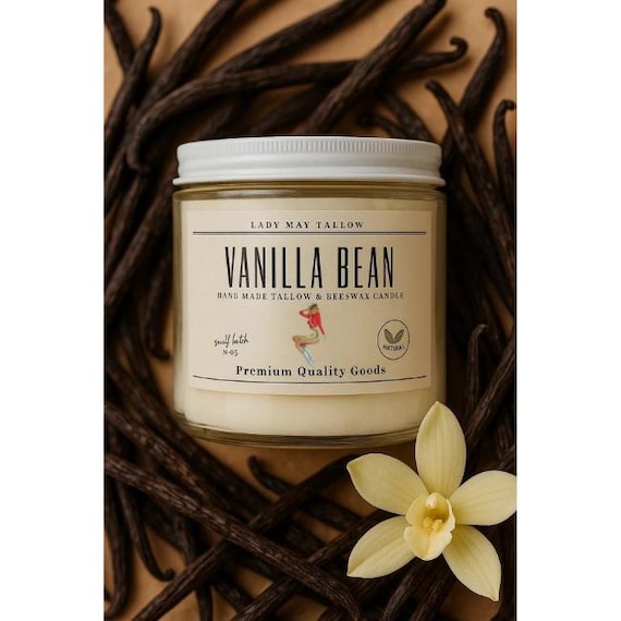 Clean-Burning Vanilla, Beeswax & Tallow Candle | All-Natural, Non-Toxic | Hand-Poured