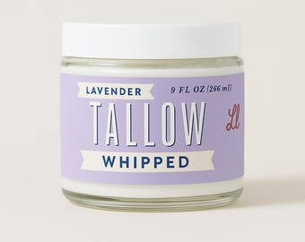 Lavender Whipped Tallow Balm | Grass-Fed Beef Tallow Cream for Face & Body | Whipped Body Butter Moisturizer | Natural Skincare