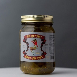 Sweet Fire Pickle Slices, 16oz, Premium Quality Goods by The Lady May