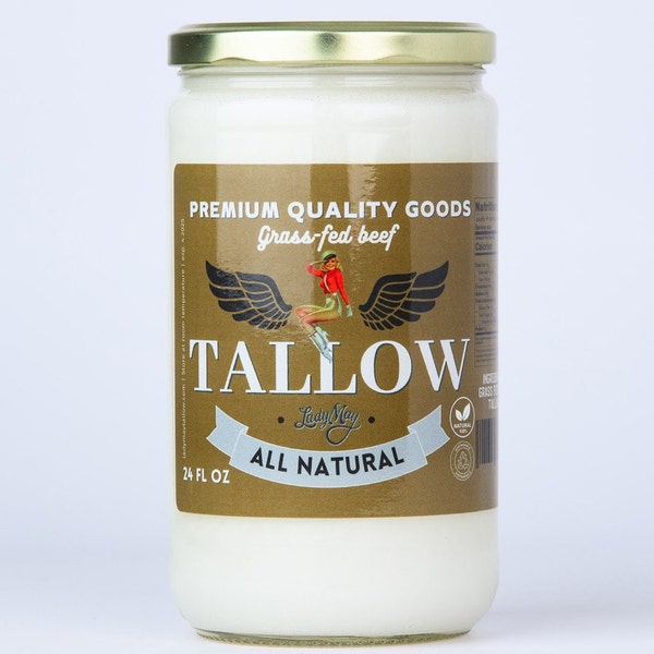Lady May Beef Tallow, 24oz, Premium Quality Grass-Fed Beef fat
