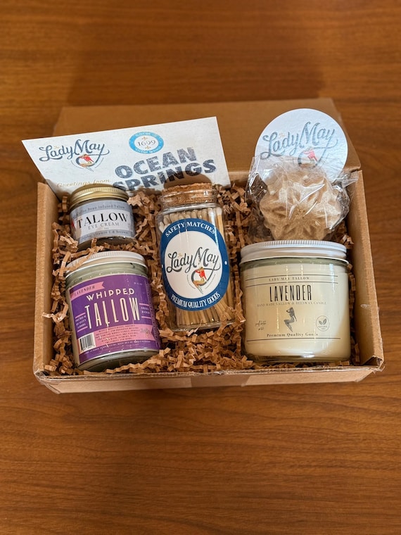 Lavender Tallow Gift Box – Relax Set | Natural Skincare & Candle | Calming Spa Gift | Self-Care for Her | The Lady May