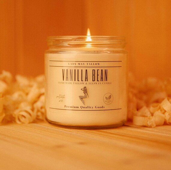 Lady May Tallow "Classic" Tallow & Beeswax Candle 16oz | 7 Natural Scents | Non-Toxic Clean Burning