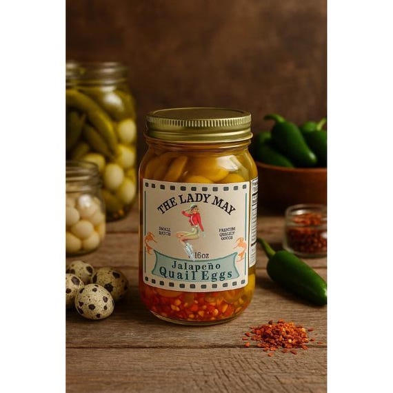 Southern Pickled Jalapeño Quail Eggs | 16oz Jar| Small Batch, All natural