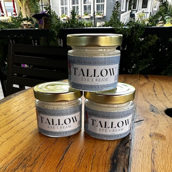 Coffee Bean infused Tallow Eye Cream, Grass Fed Beef Tallow