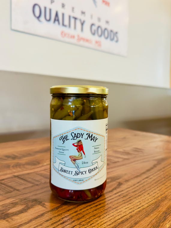 Southern Sweet & Spicy Pickled Okra | Large 24oz Jar | Small Batch, All Natural