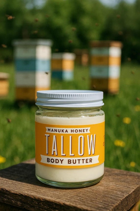 Manuka Rosehip Tallow Moisturizer | Whipped Body Butter with Organic Jojoba & Vitamin E