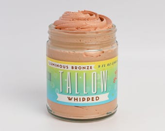 Luminous Bronze Whipped Tallow Balm | Grass-Fed Beef Tallow Bronzing Body Butter with Mica | Natural Body Shimmer Moisturizer