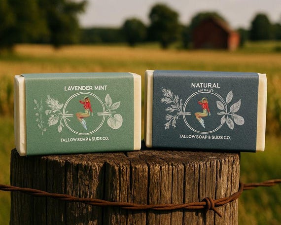 Handmade Tallow Soap Bar | Lavender Mint or Unscented | All-Natural & Eco-Friendly