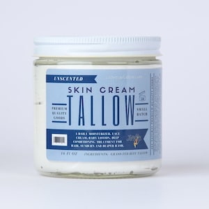 16oz All Natural Tallow Lotion, One Ingredient Skin Cream
