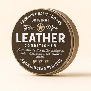 Leather Conditioner Balm | 100% Grass-Fed Beef Tallow for Boots, Bags, Saddles & Gear | Natural Waterproofing Leather Care | Tallow Man