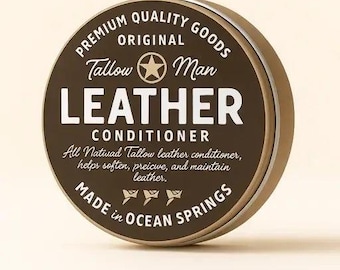 Leather Conditioner Balm | 100% Grass-Fed Beef Tallow for Boots, Bags, Saddles & Gear | Natural Waterproofing Leather Care | Tallow Man