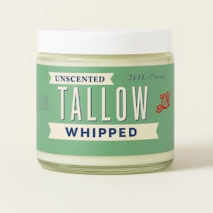 Unscented Whipped Tallow - All-Natural Moisturizer | Pure Beef Tallow Cream for Face & Body |Lady May Handmade, Preservative-Free Skincare
