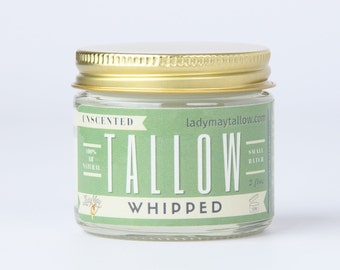 2oz Whipped Tallow, All Natural Grass Fed Beef Tallow Travel Moisturizer