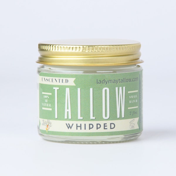 2oz Whipped Tallow, All Natural Grass Fed Beef Tallow Travel Moisturizer