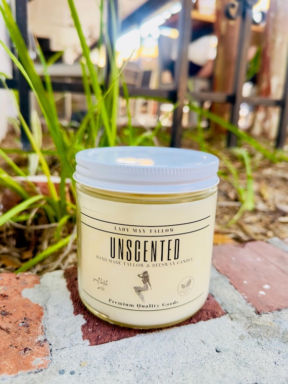 Clean-Burning Unscented, Tallow & Beeswax Candle | Hand-Poured
