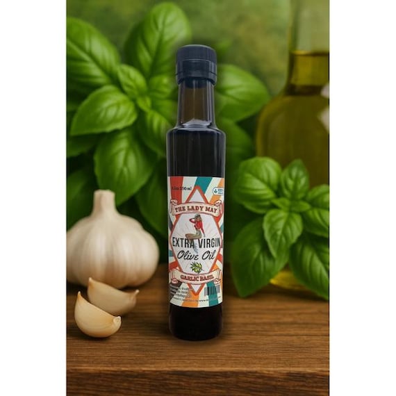 Infused Garlic Basil Extra Virgin Olive Oil - Gourmet Flavor for Everyday Cooking