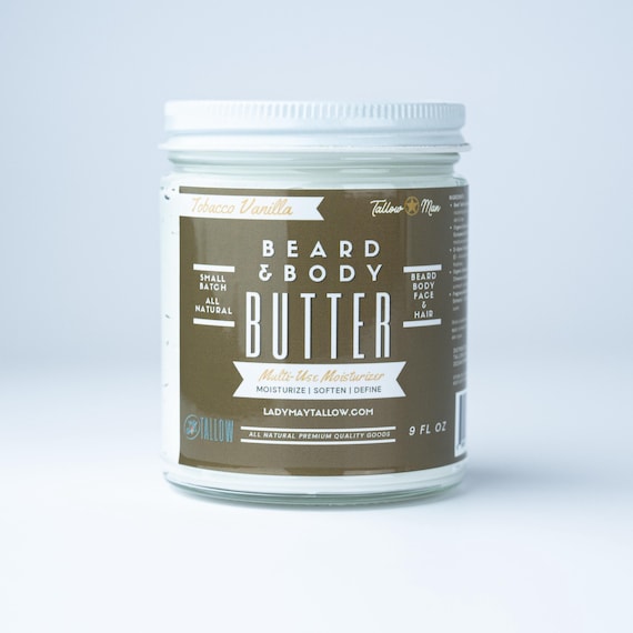 Men's Tobacco Vanilla Tallow Beard Butter | All-Natural Men’s Grooming | Skin & Beard Hydration