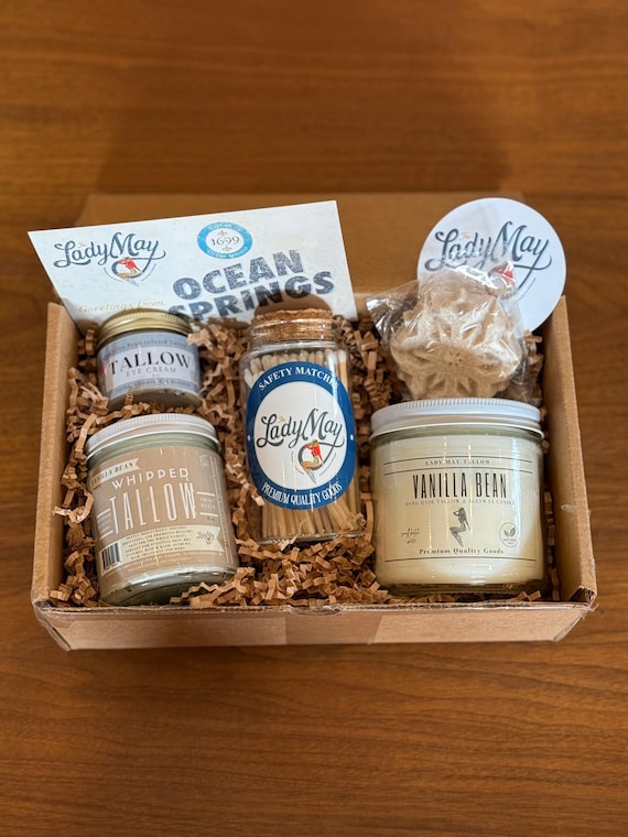Purity Vanilla Tallow Gift Box – Natural Skincare Set with Candle, Eye Cream, Soap & Whipped Tallow – Non-Toxic Self-Care Gift