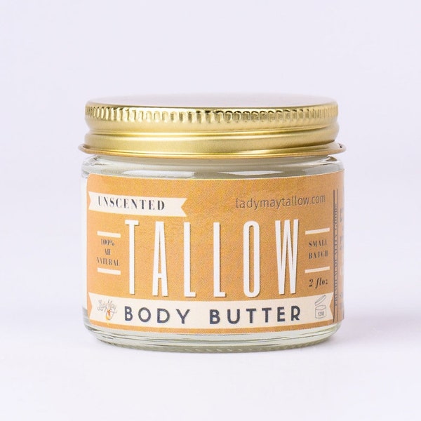 Tallow Body Butter, 2oz Grass Fed All Natural Moisturizer