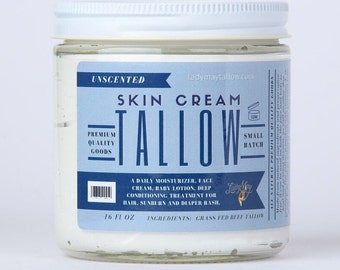 16oz All Natural Tallow Lotion, One Ingredient Skin Cream