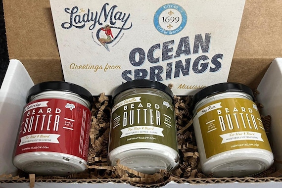 Men’s Beard Grooming Trio | Tallow Beard Butter Set | Natural Skincare Gift Box for Him