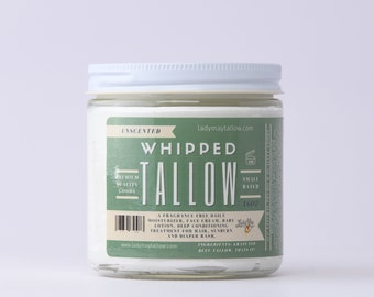 All Natural Whipped Tallow, 16oz Grass fed Beef Tallow Moisturizer