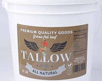 8 Pounds Unscented Grass Fed Bulk Beef Tallow for Cooking, Cosmetics, Candle, Soap or DIY Projects