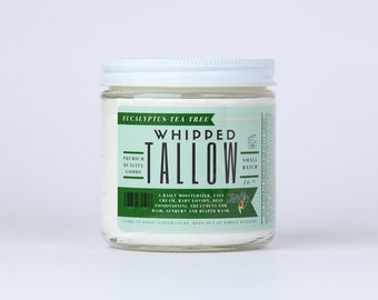 Eucalyptus Tea Tree Whipped Tallow, 16oz, All Natural Grass Fed Beef Tallow Moisturizer