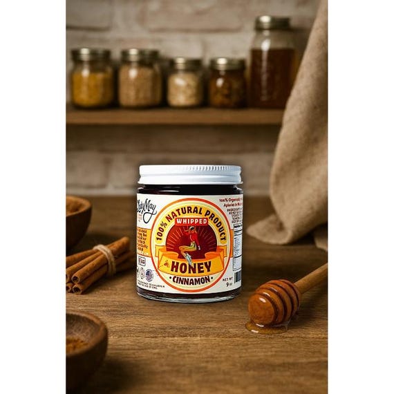 Raw Cinnamon Infused Creamed Whipped Honey - 9oz - Small Batch Honey