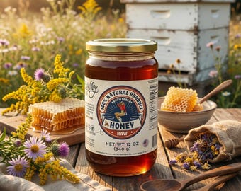 Raw Honey 2 lb Jar | Small Batch Honey from Our Own Bee Farm in Mississippi | Pure Natural Raw Honey Gift for Foodies and Bakers