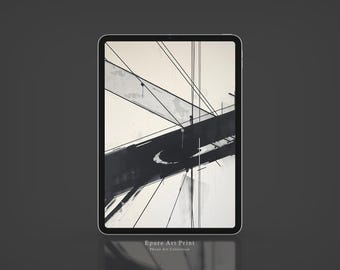 Minimalist Black Ink iPad Wallpaper: Abstract Art Tablet Lock Screen (Digital Download