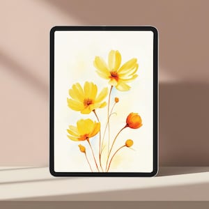 Watercolor Floral iPad Wallpaper: Minimalist Tablet Lock Screen (Digital Download)
