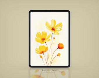 Watercolor Floral iPad Wallpaper: Minimalist Tablet Lock Screen (Digital Download)