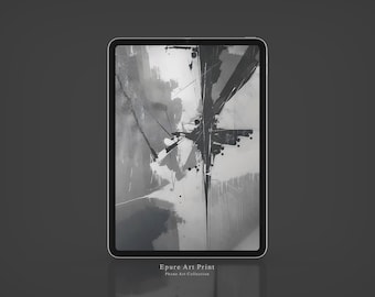 Modernist Abstract iPad Wallpaper: Black and Gray Tablet Background (Digital Download