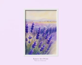 Watercolor Lavender Floral Wall Art: Purple Botanical Home Decor (Digital Download)