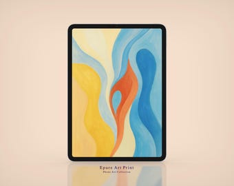 Abstract iPad Wallpaper: Minimalist Red, Blue, Yellow Design (Digital Download)
