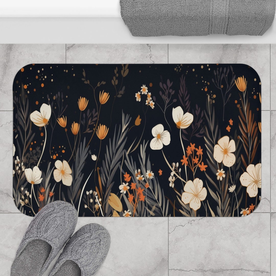 Cottagecore Bath Mat, Flowers Bath Mat, Western Wildflowers Bath Rug ...