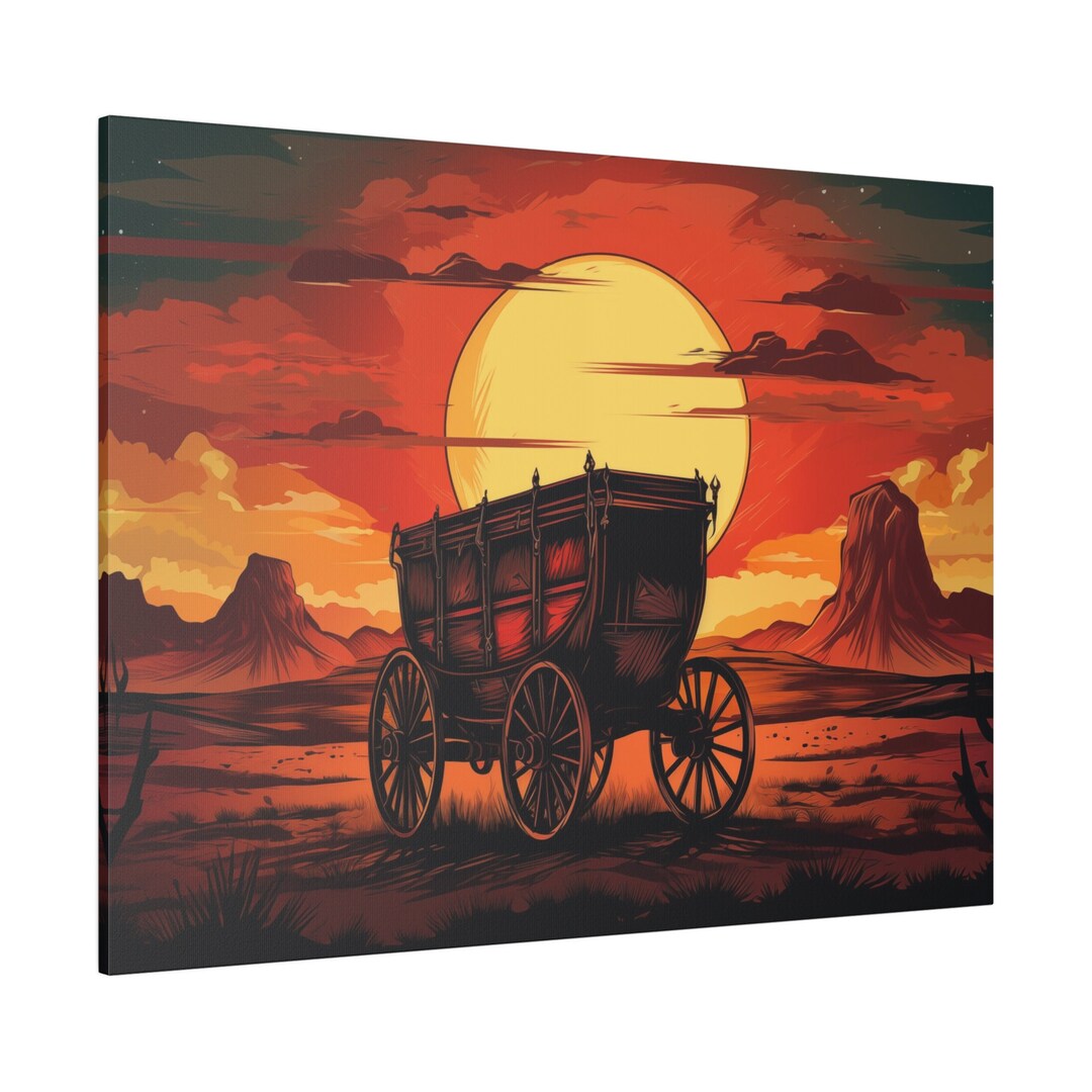 Stagecoach Western Canvas Art Print, Stage Coach Wall Art, Western